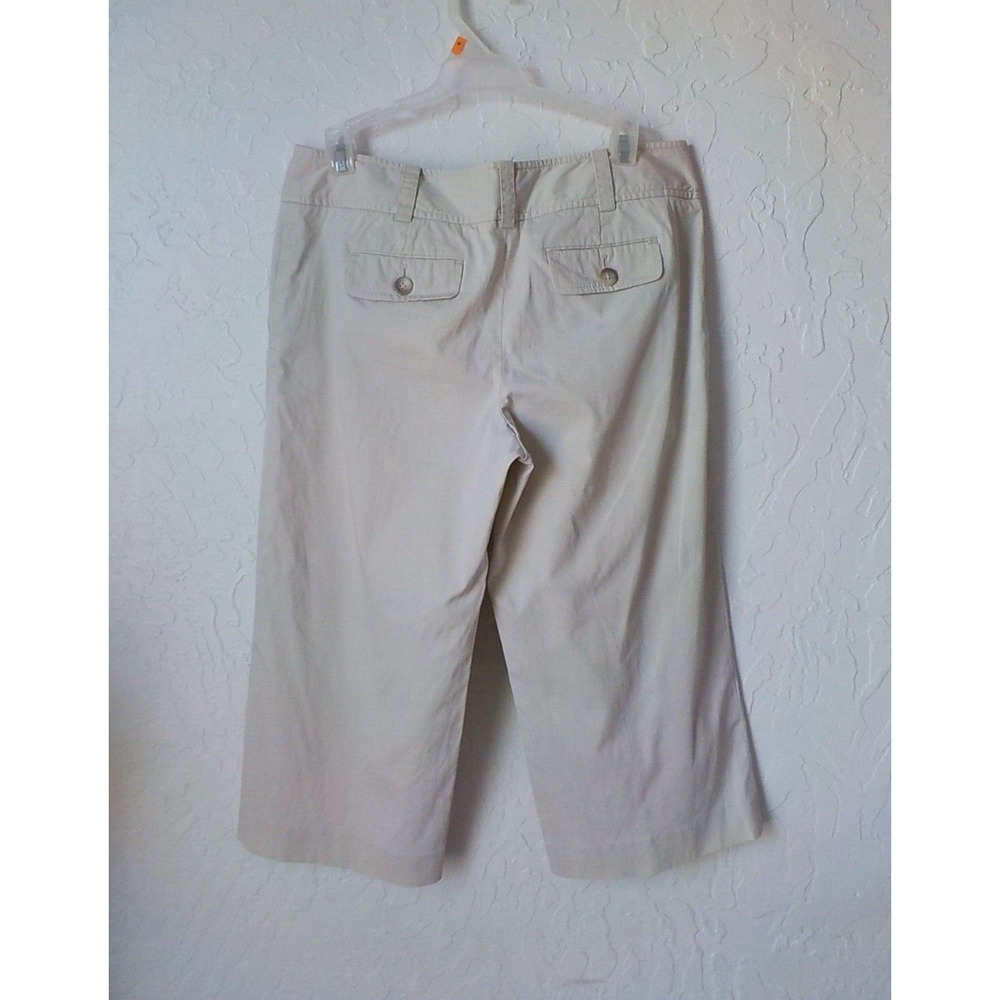 Ann Taylor Beige Crop Pants Women size 8 Long Shorts Straight Leg Stretch Casual - Picture 6 of 8